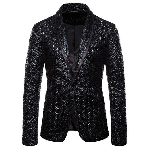 Hot Men Shiny Gold Sequin Glitter Embellished Blazer Jacket Men Nightclub Blazer Wedding Party Suit Jacket Stage Singers Clothes