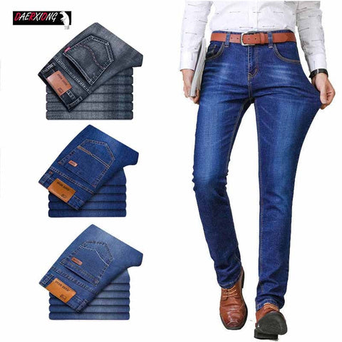 Mens Jeans Brand 2020 Business Jeans Men Stretch Slim Denim Jean Homme Man Denim Trousers Blue Black Pants Male Clothes