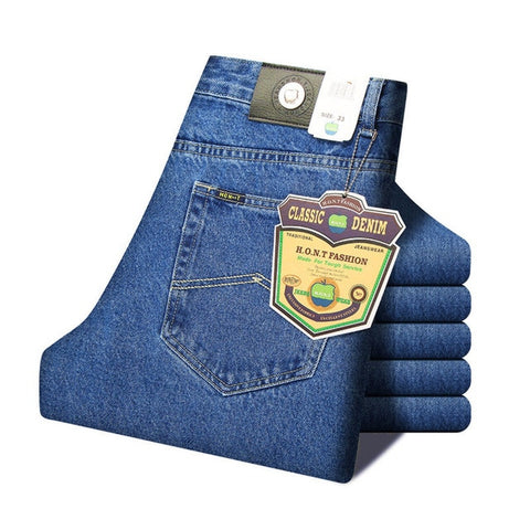 Men Business Jeans Classic Spring Autumn Male Skinny Straight Stretch Brand Denim Pants Summer Overalls Slim Fit Trousers 2019