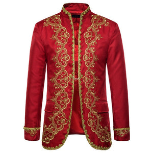 Baroque Palace Costume Men Blazer Gold Embroidery Blazer Mens  Black Blazers Stage Performance Men Suit Jacket Blazer Masculino