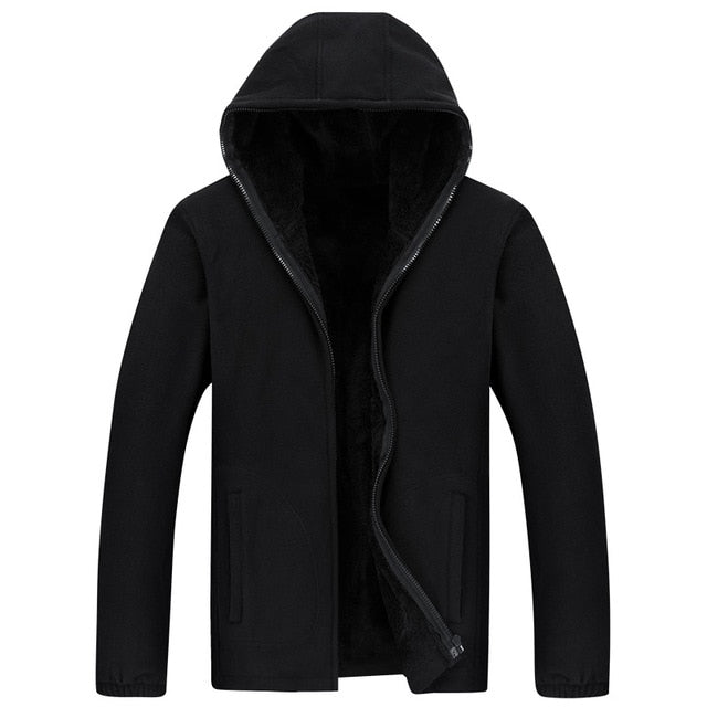 Designer XL 8XL Winter Mens Fleece Casual Jackets Men Warm Hooded Sweatshirt Thermal Coats Solid Thickened Outwear AF1563