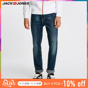Jack Jones Men Warm Cotton Solid Straight Denim Trousers Biker Jeans | 218432505