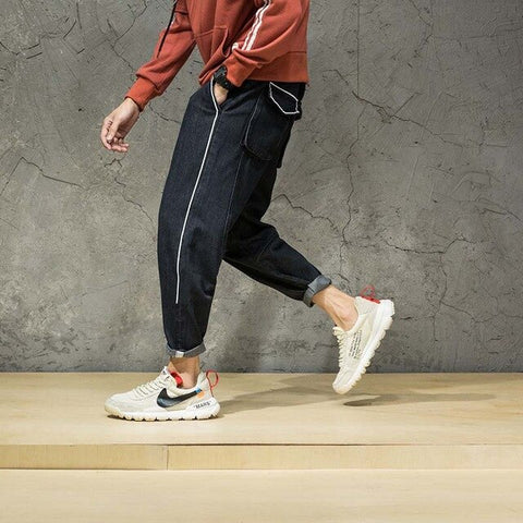 Fashion Harem Jeans Cotton Mens Jeans Casual Hip Hop Pants Denim Pants Street Style Loose Blue Trousers Men Clothes