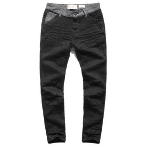 Fashion Skinny Men Jeans Casual Solid Knee Holes Washed Dark Trousers 2019 Comfortable Summer Male Zipper Pencil Pants K755