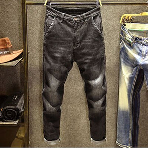 Mens Jeans Hip Hop Jeans Letter Streetwear Casual Men Pants Black Blue Clothes 2019 New Spring Autumn Vintage Trousers Big Size