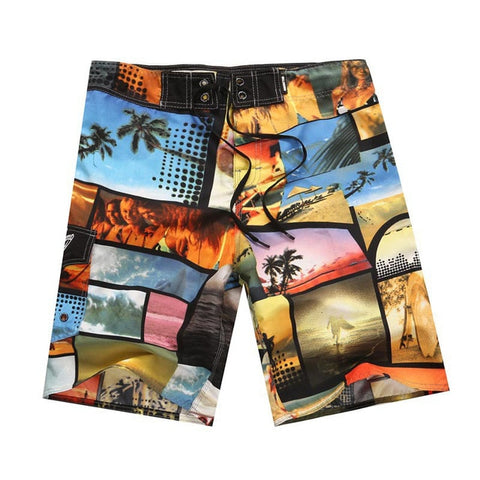 Patchwork Board Shorts Beach Summer Men Workout Breathable Quick Dry Bermuda Surfing Trunks Swim Beachwear Surf Wear Short Pants