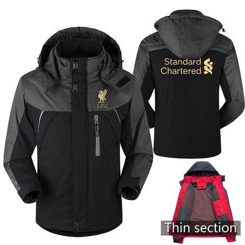 Mo Salah Never Give Up Liverpool Winter parka men plus velvet warm windproof coats mens hooded jackets men's outwear overcoat