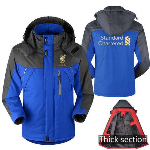 Mo Salah Never Give Up Liverpool Winter parka men plus velvet warm windproof coats mens hooded jackets men's outwear overcoat