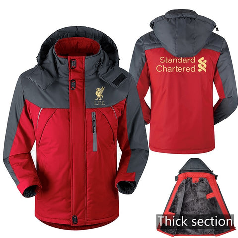 Mo Salah Never Give Up Liverpool Winter parka men plus velvet warm windproof coats mens hooded jackets men's outwear overcoat