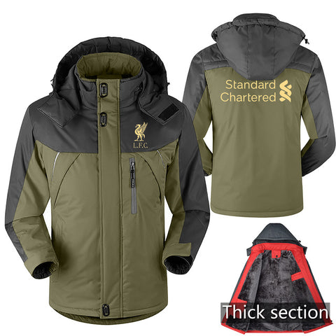 Mo Salah Never Give Up Liverpool Winter parka men plus velvet warm windproof coats mens hooded jackets men's outwear overcoat