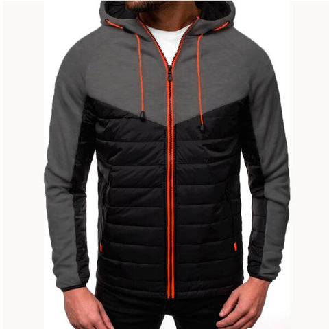 New Casual Hoody Spliced Jacket Printed Men Hoodies Sweatshirts Fashion Coat Hooded Cardigan Plus Fleece Clothes Casual
