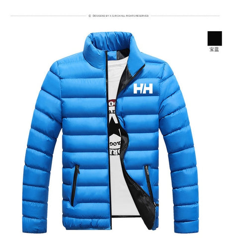 2019 Homens Casaco de Inverno Quente Homens Jaqueta de Algodão Zíperes HH Mens Jaqueta de Roupas Casacos Jaqueta Ficar Coleiras