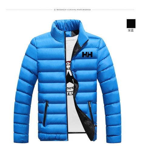 2019 Homens Casaco de Inverno Quente Homens Jaqueta de Algodão Zíperes HH Mens Jaqueta de Roupas Casacos Jaqueta Ficar Coleiras