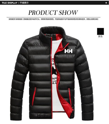 2019 Homens Casaco de Inverno Quente Homens Jaqueta de Algodão Zíperes HH Mens Jaqueta de Roupas Casacos Jaqueta Ficar Coleiras