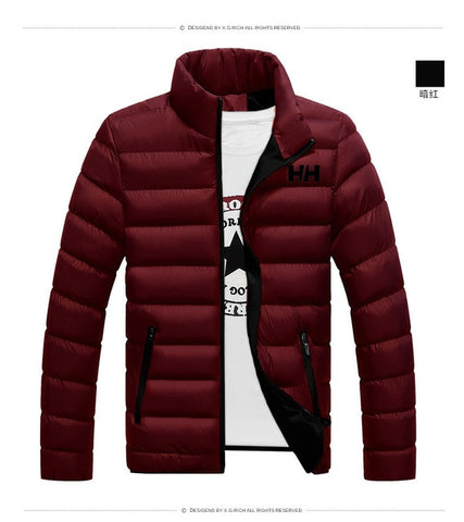 2019 Homens Casaco de Inverno Quente Homens Jaqueta de Algodão Zíperes HH Mens Jaqueta de Roupas Casacos Jaqueta Ficar Coleiras