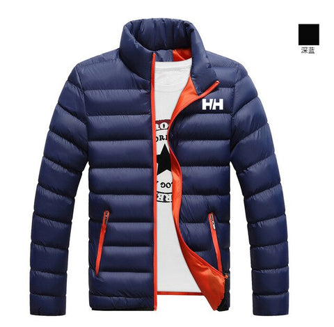 2019 Homens Casaco de Inverno Quente Homens Jaqueta de Algodão Zíperes HH Mens Jaqueta de Roupas Casacos Jaqueta Ficar Coleiras