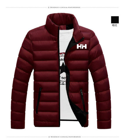 2019 Homens Casaco de Inverno Quente Homens Jaqueta de Algodão Zíperes HH Mens Jaqueta de Roupas Casacos Jaqueta Ficar Coleiras
