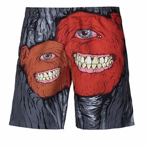 Summer men's board shorts bathing swimsuit Cartoon Bus Funny Casual quick dry beach short Hip Hop sexy liner sungs swimwear mesh