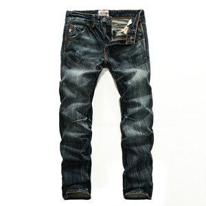 Vintage Men`s Dark Jeans Mid Stripe Slim Straight Denim Pants Male high Quality Superably Brand Jeans Men 28-38 206-1