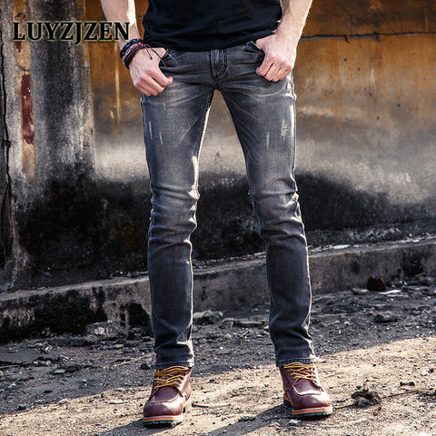 Men Denim Pants Mid-weight Straight Slim Male Jeans 2017 New Arrival Pants Casual Style Men Light Black Jeans 41