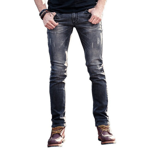 Men Denim Pants Mid-weight Straight Slim Male Jeans 2017 New Arrival Pants Casual Style Men Light Black Jeans 41