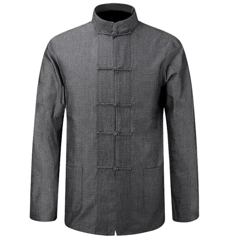 New Male Cotton Shirt Traditional Chinese Men Coat Clothing Kung Fu Tai Chi Uniform Autumn Spring Long Sleeve Jacket for Man