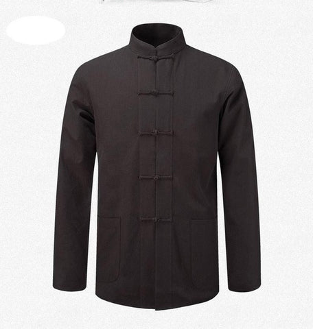 New Male Cotton Shirt Traditional Chinese Men Coat Clothing Kung Fu Tai Chi Uniform Autumn Spring Long Sleeve Jacket for Man