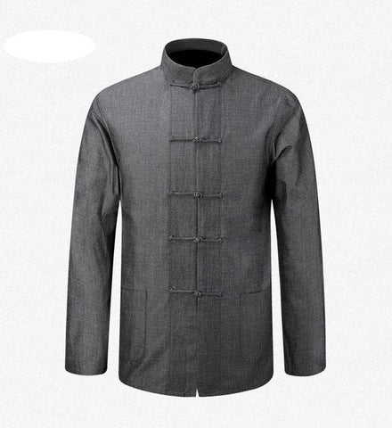 New Male Cotton Shirt Traditional Chinese Men Coat Clothing Kung Fu Tai Chi Uniform Autumn Spring Long Sleeve Jacket for Man