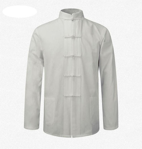 New Male Cotton Shirt Traditional Chinese Men Coat Clothing Kung Fu Tai Chi Uniform Autumn Spring Long Sleeve Jacket for Man