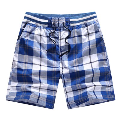 MIACAWOR New Summer Plaid Casual Men Shorts Cotton Slim Fit Board Shorts Homme Fashion Beach Shorts Male Clothing Plus Size K806