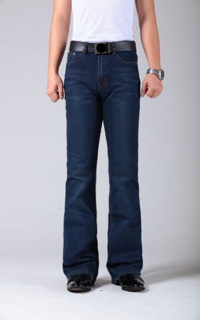 Mens Flared Leg Jeans Trousers High Waist Long Flare Jeans For Men Bootcut Blue Jeans Hommes bell bottom jeans men