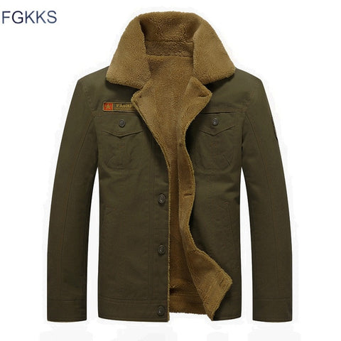 FGKKS 2018 Men Jacket Coats Winter Military Bomber Jackets Male Jaqueta Masculina Fashion Denim Jacket Mens Coat