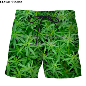 PLstar Casual Beach Shorts Fashion Maple Leaf Weeds 3D Print Men shorts  Summer Fitness Trunks Bermuda Boardshorts Clothing