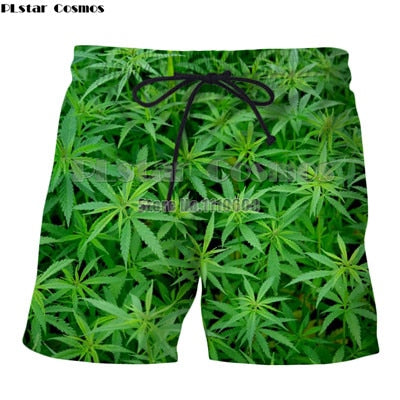 PLstar Casual Beach Shorts Fashion Maple Leaf Weeds 3D Print Men shorts  Summer Fitness Trunks Bermuda Boardshorts Clothing