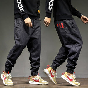High Street Fashion Men Jogger Jeans Black Color Size 28-42 Top Quality Loose Fit Cargo Pants Harem Trousers Hip Hop Jeans Men
