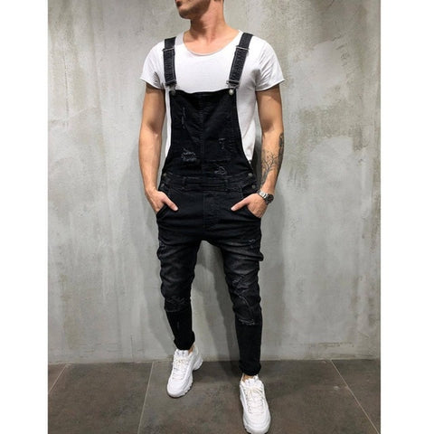 Fashion Men's Ripped Skinny Jeans Destroyed Frayed Slim Denim Pant Overalls Zipper