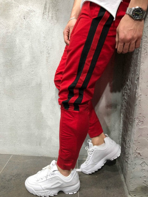 Men Track Pants 2018 NEW Fashion Hip Hop Fitness Streetwear Trousers Striped Drawstring Joggers Sweatpants Pantalon Homme