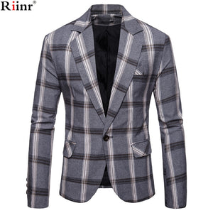 Riinr Brand Autumn Men Casual Blazer Suit Mens Cotton Suit Jacket Slim Fit Men's Classic Smart Casual Blazer For Male