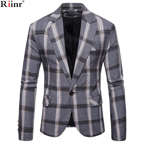 Riinr Brand Autumn Men Casual Blazer Suit Mens Cotton Suit Jacket Slim Fit Men's Classic Smart Casual Blazer For Male