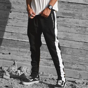2019 Mens Zipper Pocket Anke Zip Track Pants Long Dawstring Sweatpants Side Striped Patchwork Casual Retro Trousers Man Pants