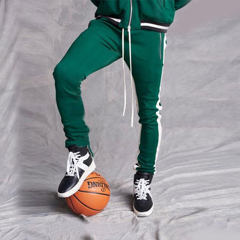 2019 Mens Zipper Pocket Anke Zip Track Pants Long Dawstring Sweatpants Side Striped Patchwork Casual Retro Trousers Man Pants
