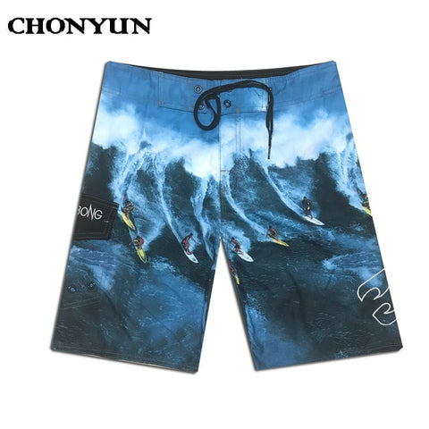 Summer 2019 Brand Fashion Printed Board Shorts Men 100% Quick Dry Elastic Man Boardshorts Sexy Spandex Beach Short Male Swimwear