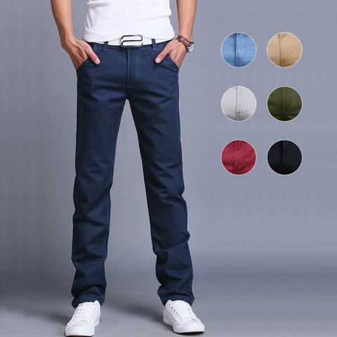 Fashion Men Business Casual Pants Cotton Slim Straight Trousers Spring Summer Long Pants dropshipping