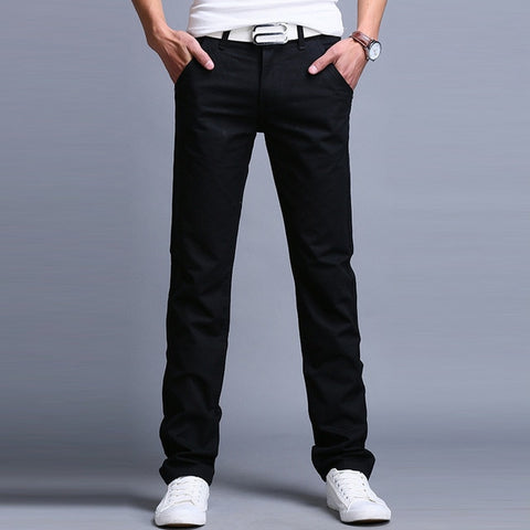Fashion Men Business Casual Pants Cotton Slim Straight Trousers Spring Summer Long Pants dropshipping