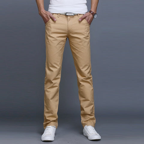Fashion Men Business Casual Pants Cotton Slim Straight Trousers Spring Summer Long Pants dropshipping