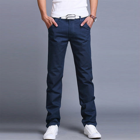 Fashion Men Business Casual Pants Cotton Slim Straight Trousers Spring Summer Long Pants dropshipping