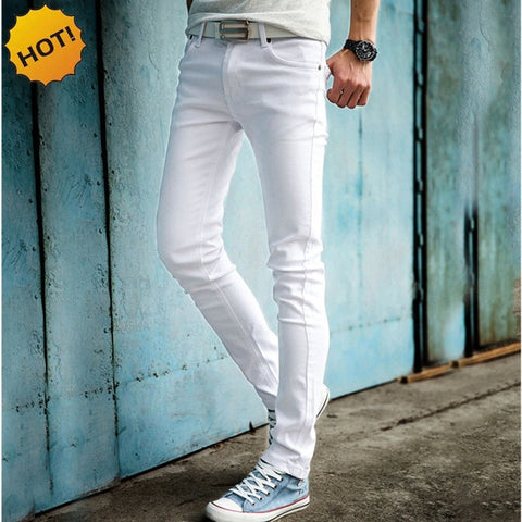 High Quality 2019 Fashion Slim Male White Jeans Men's trousers Mens Casual Pants Skinny Pencil Pants Boys Hip Hop pantalon homme