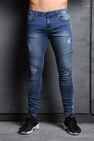 mens brand Skinny jeans Pant Casual Trousers 2018 denim black jeans homme stretch Side Striped pencil Pants fit streetwear 3XL