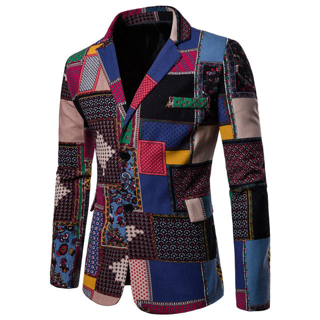 Autumn Men Blazers 2018 Suits Linen Cotton Causal Flower Suit Smart Slim Fit Plaid Dress Mens Blazer Masculino Jacket 4XL