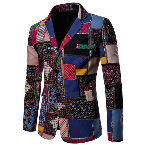 Autumn Men Blazers 2018 Suits Linen Cotton Causal Flower Suit Smart Slim Fit Plaid Dress Mens Blazer Masculino Jacket 4XL